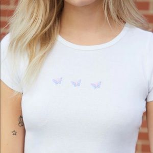Brandy Melville White Butterfly Top